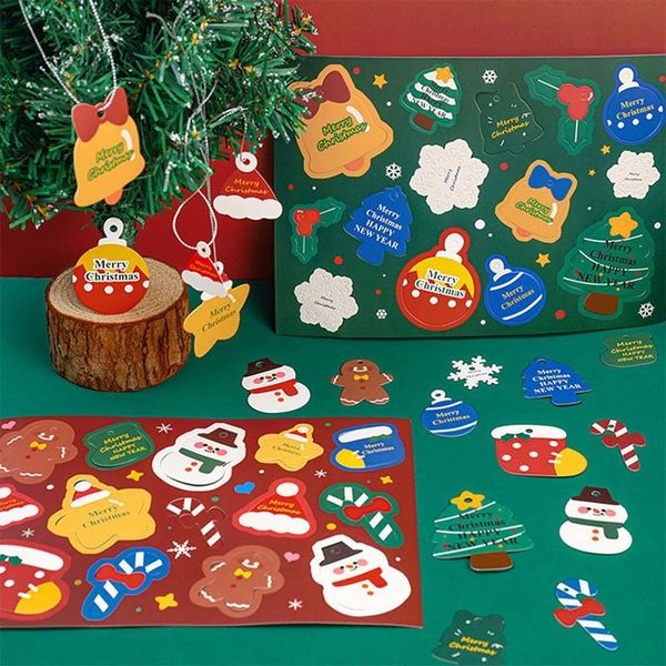 Autres fournitures de fête d'événement 2 feuilles Joyeux Noël Étiquettes en papier kraft DIY Arbre de Noël Bannière Bunting Étiquette suspendue Navidad 2024 Année Décorations de carte-cadeau 230905