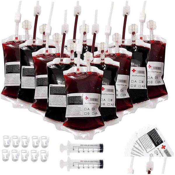 Otros suministros para fiestas de eventos 20 paquetes Bolsas de sangre para bebida Halloween Bolsa intravenosa Bolsas de jugo reutilizables Contenedor Vampiro / Hospita Homefavor Dhlpr