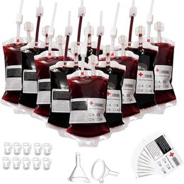 Autres fournitures de fête d'événement Lot de 20 décorations d'Halloween Sac de sang pour boisson Récipients réutilisables HalloweenVampireHospital Thème Party Props Nurse Favors 220829