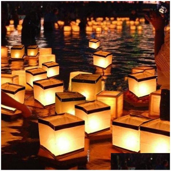 Otros suministros para fiestas de eventos 200 PCS Linternas chinas Agua flotante Deseando Río Papel Vela Luz No Drop Entrega Home Garden Fe Otmgv