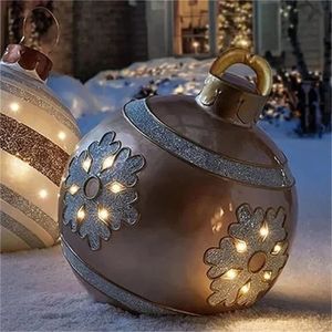 Autres fournitures de fête d'événement 2023 60cm boule de décoration gonflable de Noël en plein air en PVC géant lumière lueur grandes boules décorations d'arbre jouet 231027