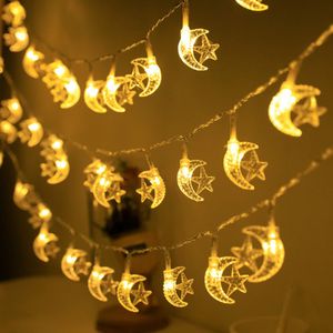 Andere evenementenfeestjes 20Led Eid Mubarak -ster Moon Led String Lights Ramadan Kareem Decoratie voor Home Islamic Muslim Festival 230522