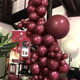 Autres fournitures de fête d'événement 20pcs 51012inch Bourgogne Perle Latex Ballons Hélium Vin Rouge Baby Bridal Douche Mariage Anniversaire Décorations 230905