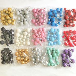 Andere evenementenfeestjes 20 -stcs Cake Topper Ball Set 2cm4cm bollen DIY Birthday Cake Decoratie voor feestvier bruiloft glitterballen 230522