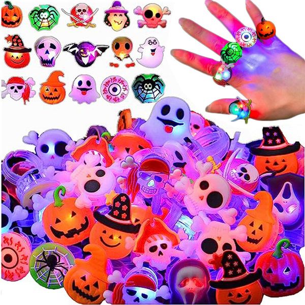 Otros suministros para fiestas y eventos 20 piezas Anillos de luz intermitente LED de Halloween Horror Calabaza Fantasma Araña Resplandor Dedo para niños Cosplay 230808