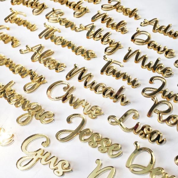 Autres fournitures de fête d'événement 20 pièces cartes de lieu de nom de mariage gravées personnalisées fête d'anniversaire de mariage découpé au laser plaque signalétique décor de table 230715