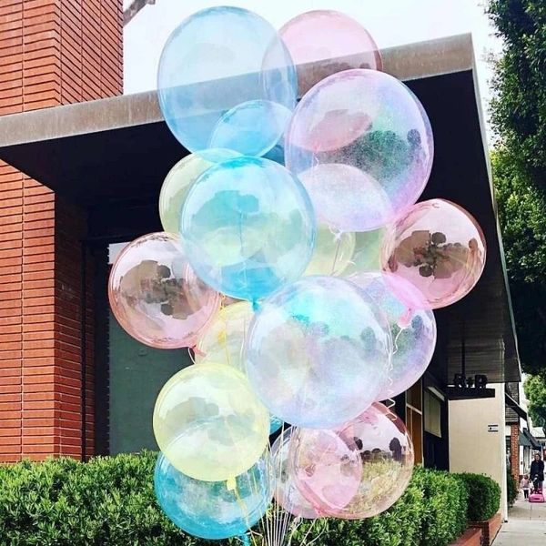 Autres fournitures de fête d'événement 20Pcslot 10 pouces ballons à bulles de cristal coloré Transparent Latex anniversaire décor mariage été hélium Globals 230406