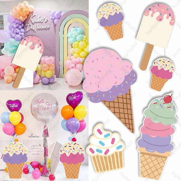 Autres fournitures de fête d'événement 24 / 36 pouces Crème glacée KT Board Macaron Été Enfants Anniversaire Baby Shower Party Toile de fond Po Props Carton Découpe Décoration 231023