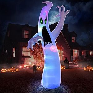Autres fournitures de fête d'événement 240cm Halloween fantôme effrayant gonflable avec LED à changement de couleur maison jardin cour décoration accessoires lumineux 221007
