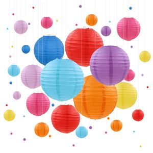 Otros suministros para fiestas de eventos 24 unids Linternas de papel coloridas 4 '' - 14 '' Decoraciones de boda Linternas japonesas colgando Lampion chino Fiesta Decoración de cumpleaños 230926