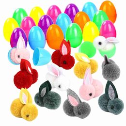 Autres fournitures de fête d'événement 24pcs oeufs de pâques avec lapins de pâques lapins en peluche panier de pâques farceurs jouet en peluche YQ240116