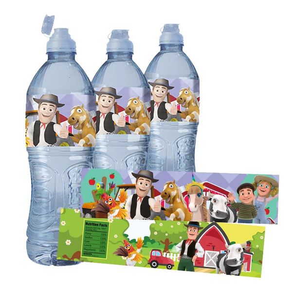 Autres fournitures de fête d'événement 24pcs Farm House Fun Barnyard La Granja Étiquette de bouteille d'eau Joyeux anniversaire Autocollants Wraps Étiquettes personnalisées Autocollants Décoration 231023