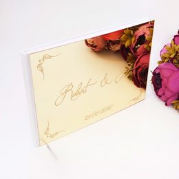 Andere Event-Party-Zubehör, 25 x 18 cm, individuelles Paar-Namen, Hochzeit, Unterschrift, Gästebuch, klassisches Design, Acryl-Spiegelhülle, personalisiertes leeres Party-Geschenk 230926