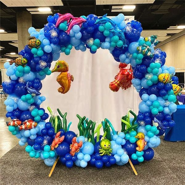 Autres fournitures de fête d'événement 296pcs Kit de guirlande de ballons à thème océanique avec ballon en feuille de poisson à bulles de requin pour décorations de fête d'anniversaire de garçon de douche de bébé 230608