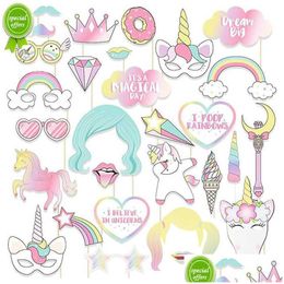 Autres fournitures de fête d'événement 29pcs / set p o stand accessoires dessin animé arc-en-ciel io un premier premier anniversaire décoration enfants favorite la livraison dh5ym