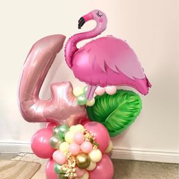 Feestartikelen voor andere evenementen 29pcsLot Roze Flamingo Ballonnen Tropisch Hawaiiaans 40inch Aantal Folie Helium Globos Babyshower Verjaardagsfeestje Decoraties 230804