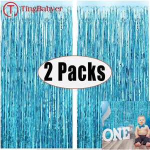 Autres fournitures de fête d'événement 2pack 1x2m rideau de guirlandes de pluie bleue premier joyeux anniversaire décoration adulte enfants bébé garçon fille 1er année fête guirlande décor 231013