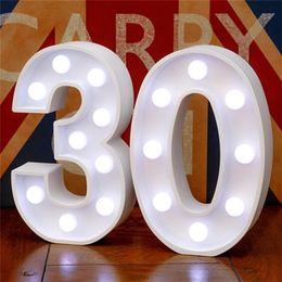 Andere evenementenfeestjes 2 stks volwassen 30/40/50/60 Number LED String Night Light Lamp Happy Birthday Ballon Anniversary Decoratie 221007