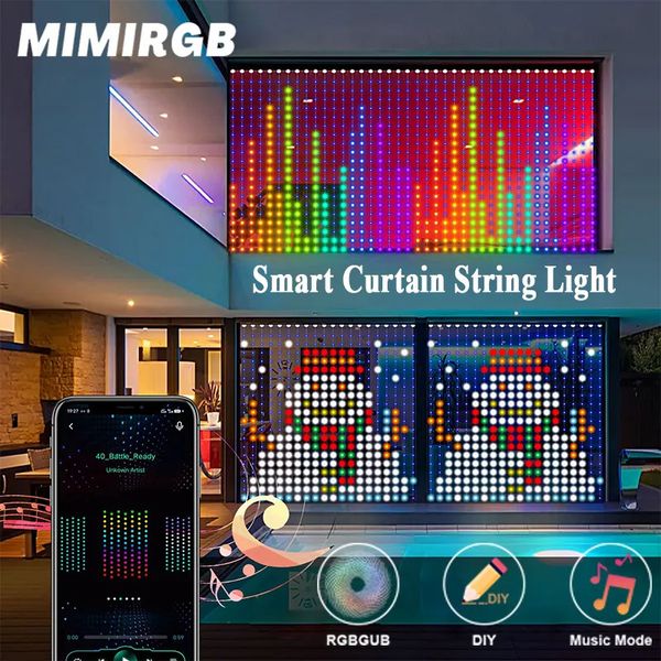 Otros suministros para fiestas de eventos 2 unids Smart App Control RGB Luces de cortina DIY Imagen Pantalla de texto LED Ventana Dormitorio Decoración navideña al aire libre 231019