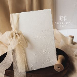 Autres fournitures de fête d'événement 2pcs Livres de vœux de mariage Ensemble de cartes Concave et convexe Design Décoration Inviter Livre cadeau Son et elle Ruban Cartes de vœux avec rubans 230630