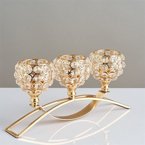 Autres fournitures de fête d'événement 3 bras candélabres cristal arc pont gobelet bougeoirs bol bougies chauffe-plat ornement romantique pour la décoration de mariage à la maison 220829