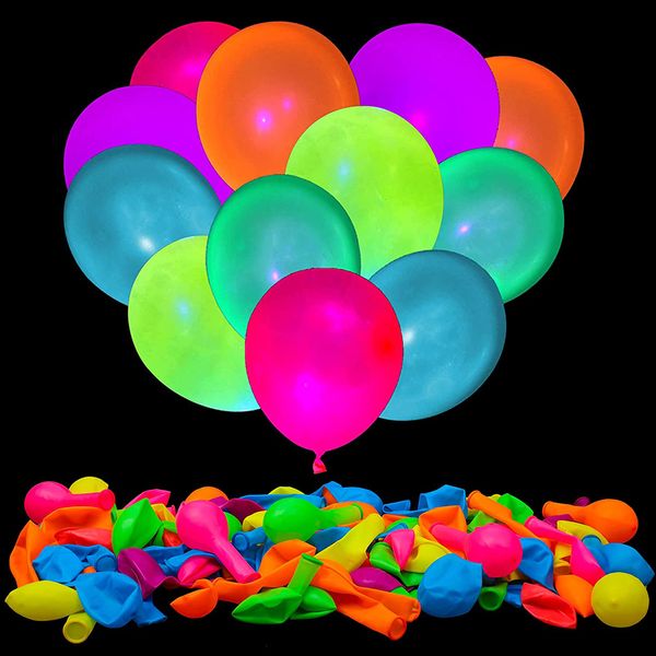 Otro evento de eventos suministra 300 piezas globos de neón que se puede reutilizar en la oscuridad de 10 pulgadas 7 colores fluorescentes 230812