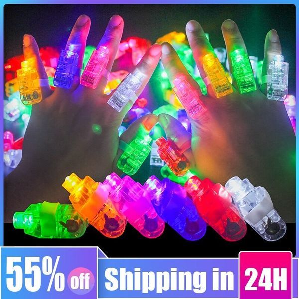 Autres fournitures de fête d'événement 3050100120pcs LED Finger Lights Party Favors Glow Bagues Rave Laser Lampe pour Kid Anniversaire Fête de mariage Décor de Noël 230906