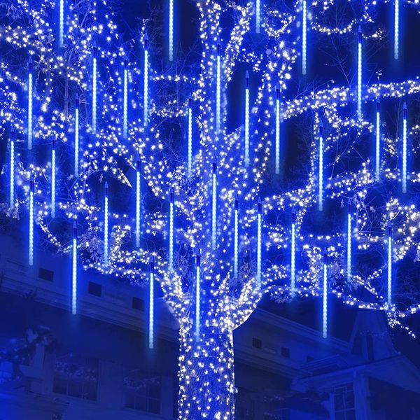 Otros suministros para fiestas de eventos 3050 cm Luces de lluvia de meteoros Caída de lluvia Gota de hadas Luz de cadena impermeable para decoraciones navideñas de jardín de Navidad 2024 230923