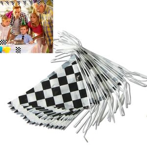 Autres fournitures de fête d'événement 30M Noir Blanc Racing Bunting Guirlande Bannière Fanion Drapeau Fête d'anniversaire Baby Shower Décoration Enfants Topper Bunting 231102