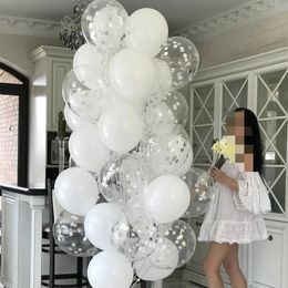 Autres fournitures de fête d'événement 30pcs 12inch Silver Confetti Ballon Joyeux anniversaire Décor de mariage Globos Pearl White Air Helium Balls Baby Shower 231011