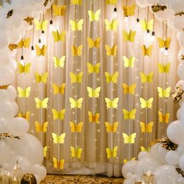 Autres fournitures de fête d'événement 30pcs couleurs dégradées guirlandes de papier papillon bannière suspendue pour la décoration de Noël d'anniversaire de mariage décor de chambre d'enfants 231009