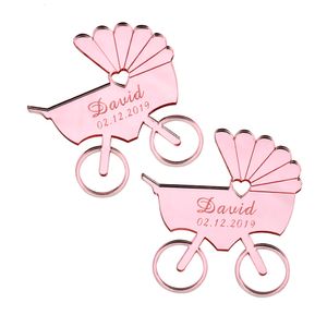 Overige Evenement Feestartikelen 30 STKS Gepersonaliseerde Gegraveerde Spiegel Hout Kinderwagen Naam Kaart Tafel Geboorte Geboren Stcikers Douche Geschenk Decor Tags Gunsten 230603