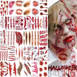 Andere evenementen Feestartikelen 30 stks/set Halloween Party Tijdelijke tatoeages Zombie Make-up Litteken Wond Bloed Bloeden Tattoo Stickers Kinderen Vrouwen Mannen Cosplay Q231010