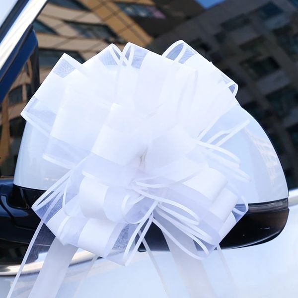 Autres fournitures de fête d'événement 30pcs couleur unie or blanc beau 65mm grand ruban à tirer pour bouquet fleur cadeau emballage décoration de voiture de mariage 230414