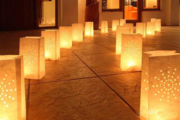 Otros suministros para fiestas de eventos 30 piezas Lot Sunshine Tea Light Holder Luminaria Linterna de papel Bolsa de vela para Navidad Decoración de bodas Cumpleaños Sorpresa 230206