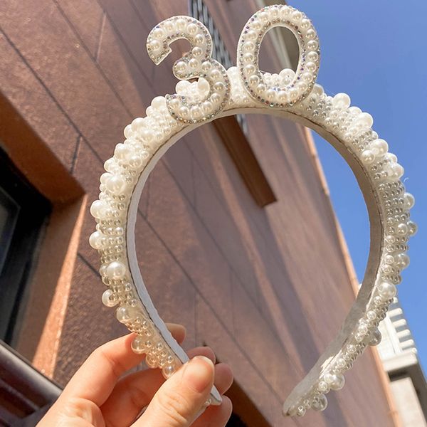 Autres fournitures de fête d'événement 30e bandeau de perles diadème couronne chapeau 30 ans sale trente anniversaire fête anniversaire décoration cadeau présent Po Props 230425