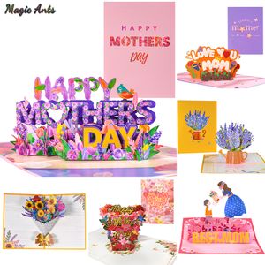 Autres fournitures de fête d'événement 3D Pop Up Cartes de fête des mères Cadeaux Bouquet de fleurs Fleurs de voeux pour maman femme anniversaire Sympathy Get Well 230620