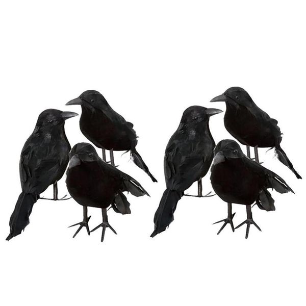 Autres fournitures de fête d'événement 3PCS Halloween Corbeau Faux Oiseaux Jouets Corbeaux Prop Déguisement Accessoires De Décoration Simulation Artificielle Modèle Animal Noir 221007