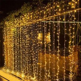 Autres fournitures de fête d'événement 3x3 / 3x2 / 3x1M LED Fée de mariage Lumière de Noël LED Rideau String Light Décoration extérieure Année Fête d'anniversaire Jardin 5z 231027