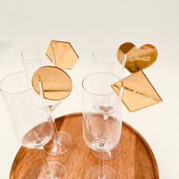 Autres fournitures de fête d'événement 4 formes acryliques verre à vin charmes boisson étiquette vierge cocktail étiquettes noms de lieux de mariage pour marqueurs doré 230901