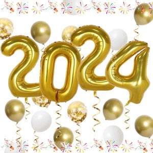 Autres fournitures de fête d'événement 40 pouces Gold 2024 Numéros de ballon Années Eve Décorations de fête Ballons de bonne année 231215