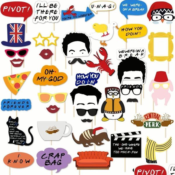 Autre événement Party Supplies 40 PCS Friends Themed PO Booth Props TV Show Disoning Graduation Graduation Decorations Bachelorette Drop Homefavor Dhmck