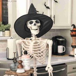 Autres fournitures de fête d'événement 40cm Squelette humain pour la décoration d'Halloween Modèle d'os de crâne réaliste Halloween Party Home Decor Haunted House Horror Props Q231010