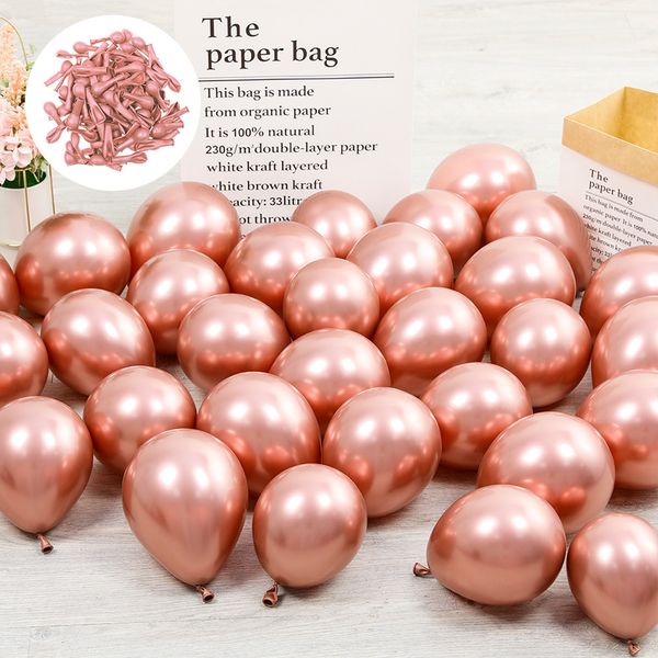 Autres fournitures de fête d'événement 40pcsSet 5 pouces Chorme Rose Gold Mix Couleur Brillant Métallique Ballons En Latex Épais Rose Vert Gonflable Air Globos Baby Shower 230905