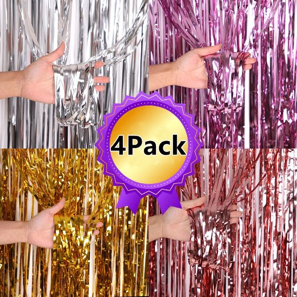 Autres fournitures de fête d'événement 421Pack Party Toile de fond Feuille métallique Fringe Tinsel Rideau Adulte Enfants Fête d'anniversaire Décoration de mariage Baby Shower Favor 231205