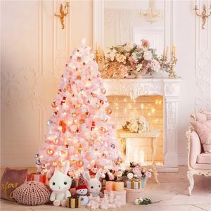 Overige feestartikelen voor evenementen 45 Prelit gevlokte kunstkerstboom met 100 gloeilampen, warmwitte lichten Roze kerstbomen 231027