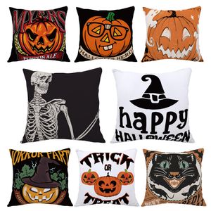 Autres fournitures de fête d'événement 45 cm drôle Halloween jeter taie d'oreiller citrouille impression lin canapé coussin maison taie d'oreiller décorative Festival 230809