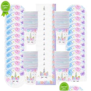 Otros suministros para la fiesta de eventos 48pcs/set desechable placa de mesa plato de papel servilleta decoraciones de cumpleaños para niñas regalos para niños dhgw6