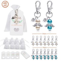 Overige evenementen Feestartikelen 48-delige set Angel Favor Sleutelhangers Sleutelhangers Bedankt Kraft Tags Snoepzakjes voor babyshower Huwelijksgeschenken voor gasten Feestdecoratie 230809