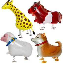 Autres fournitures de fête d'événement 4pcs / set ballons d'animaux de marche animaux de ferme pour animaux de compagnie pour fête d'anniversaire à thème girafe mouton cheval bébé douche décor 231017